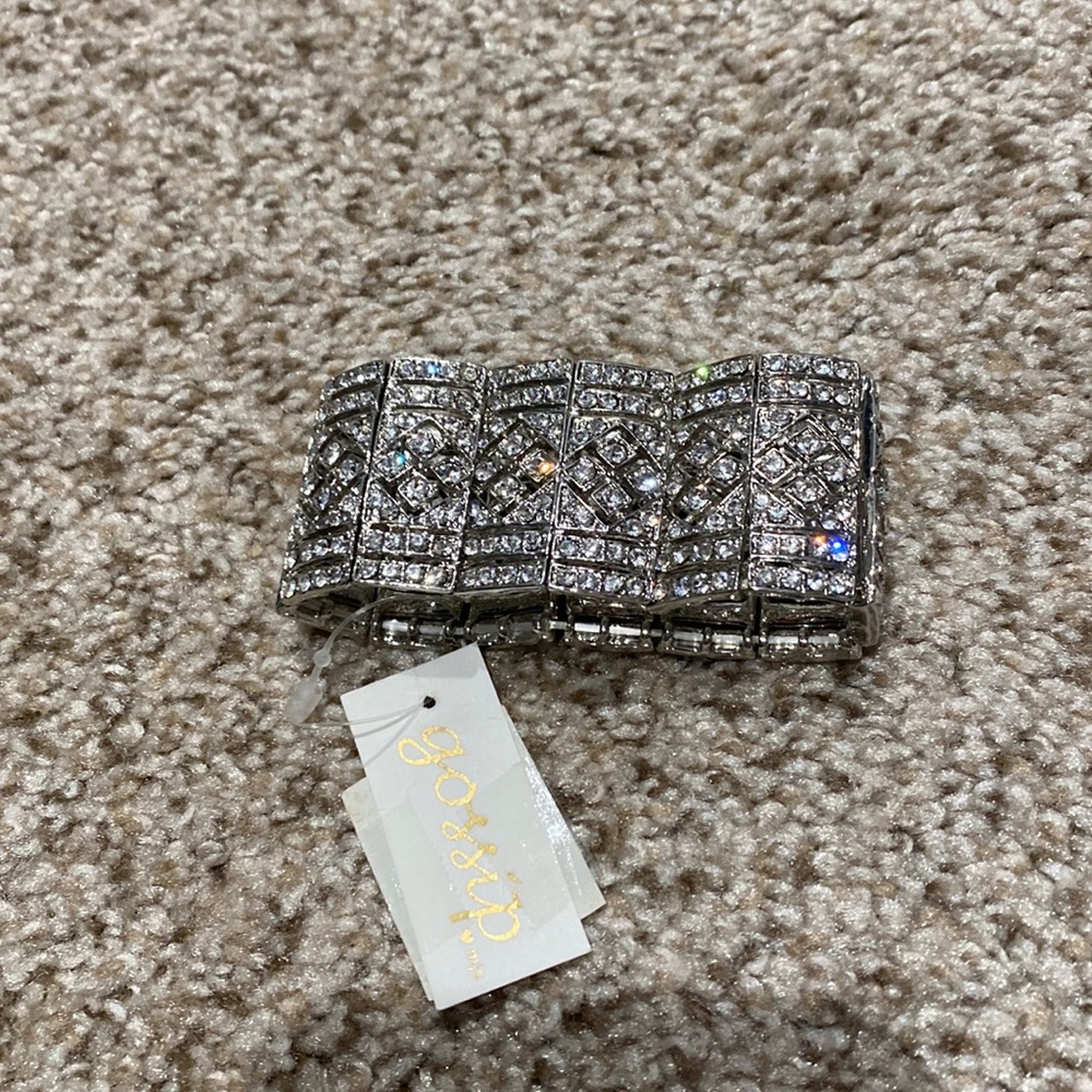 Clear stone wide bracelet